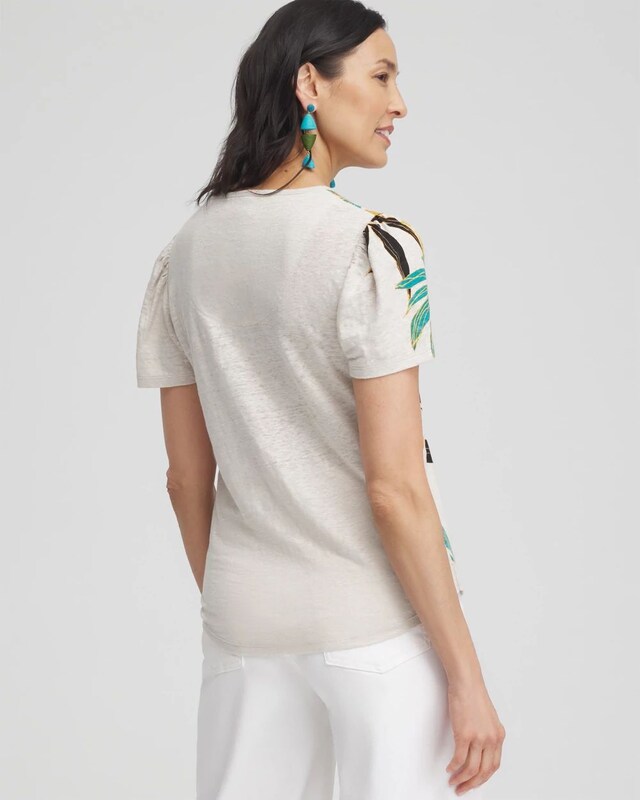 Palms Linen Flutter Sleeve Tee - image 3